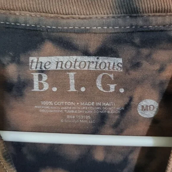 The Notorius B.I.G. Biggie Smalls Graphic Tie Dye T Shirt SZ MD brown rap music - Picture 3 of 6
